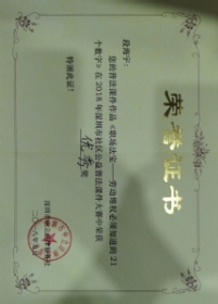 2018年深圳市社区公益普法课件大赛优秀奖