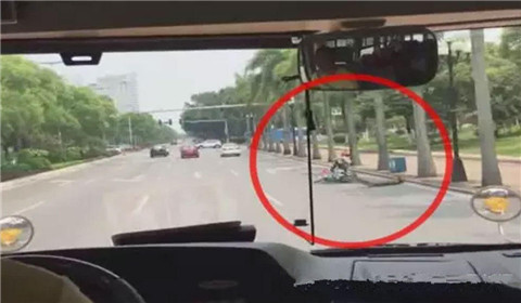 惊恐一幕!骑车女子被落叶瞬间砸倒 瘫在路面上