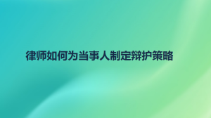 律师如何为当事人制定辩护策略